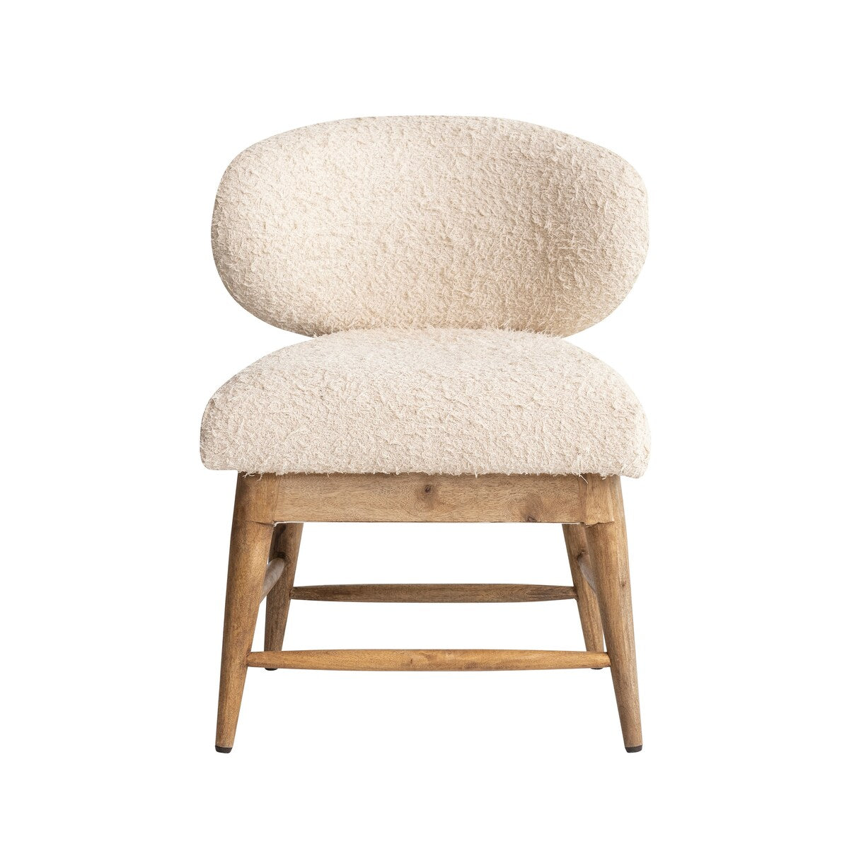 Boucle Cotton Upholstered Chair with Wood Legs - 21.5"L x 23.0"W x 30.0"H