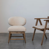 Boucle Cotton Upholstered Chair with Wood Legs - 21.5"L x 23.0"W x 30.0"H