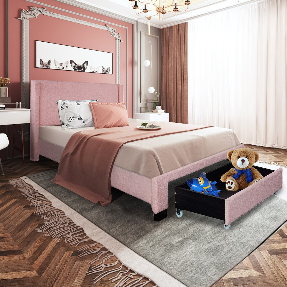 Boucle Twin Size Upholstered Bed