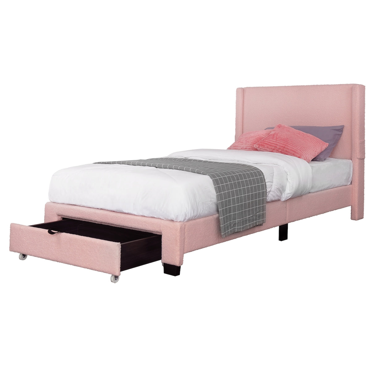 Boucle Twin Size Upholstered Bed