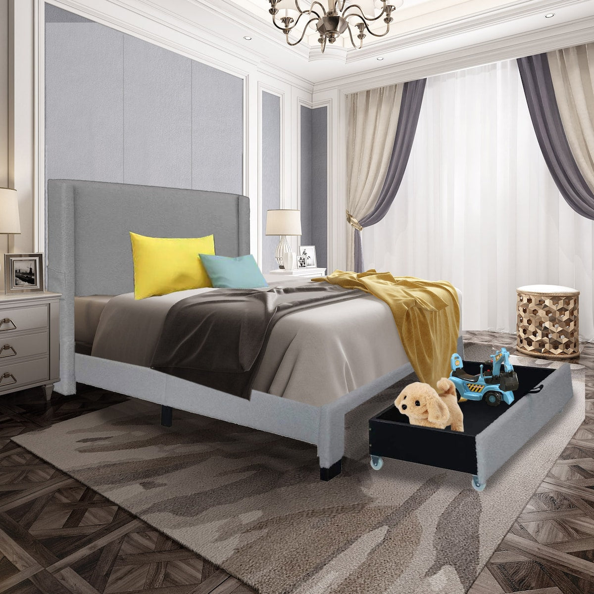 Boucle Twin Size Upholstered Bed