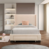 Boucle Twin Size Upholstered Bed