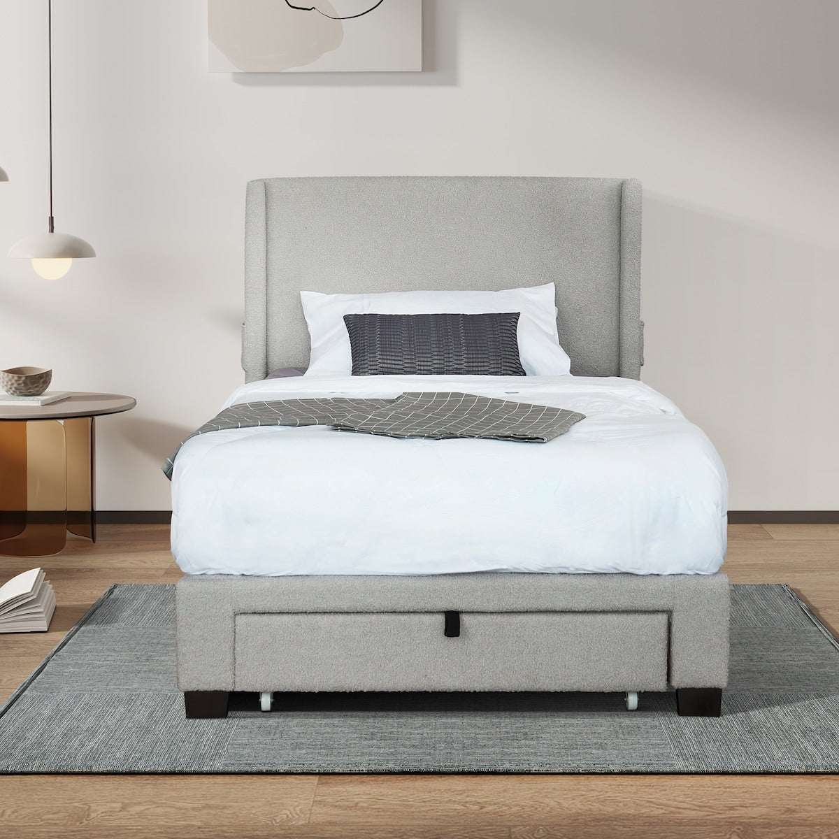 Boucle Twin Size Upholstered Bed