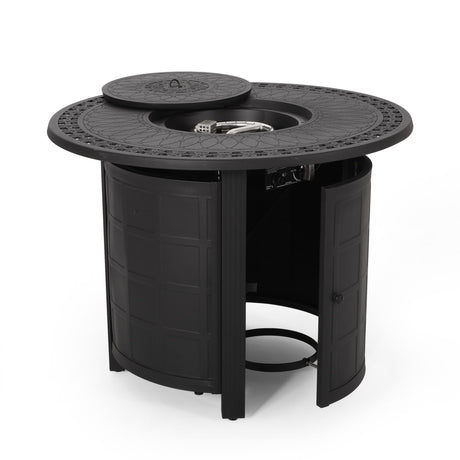 Boulder Outdoor Round Aluminum Fire Pit by Christopher Knight Home - 33.50" W x 33.50" D x 25.25" H