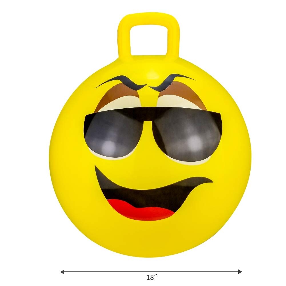 BounceZiez 18" Inflatable Bouncy Hopper Ball with Pump - Yellow Glasses