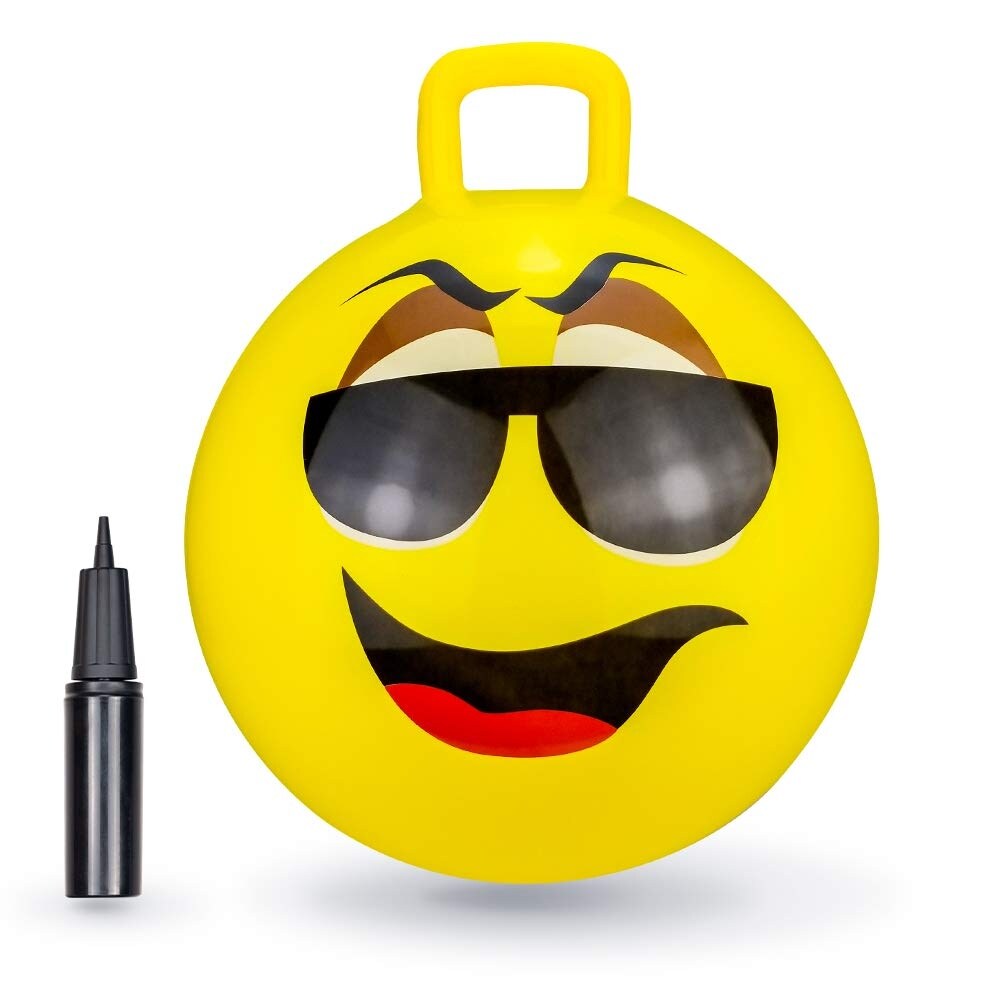BounceZiez 18" Inflatable Bouncy Hopper Ball with Pump - Yellow Glasses
