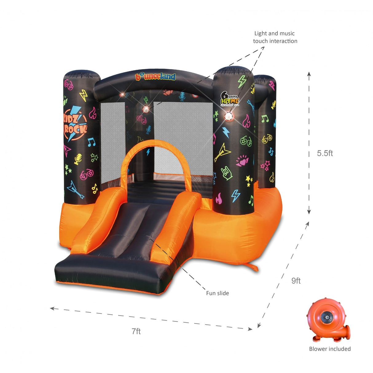 Bounceland Kidz Rock Bounce House with Lights and Sound interaction