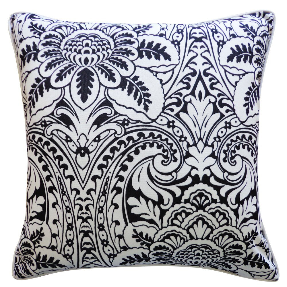 Jiti Black Bouquet Floral Outdoor Accent Pillow - 20 x 20