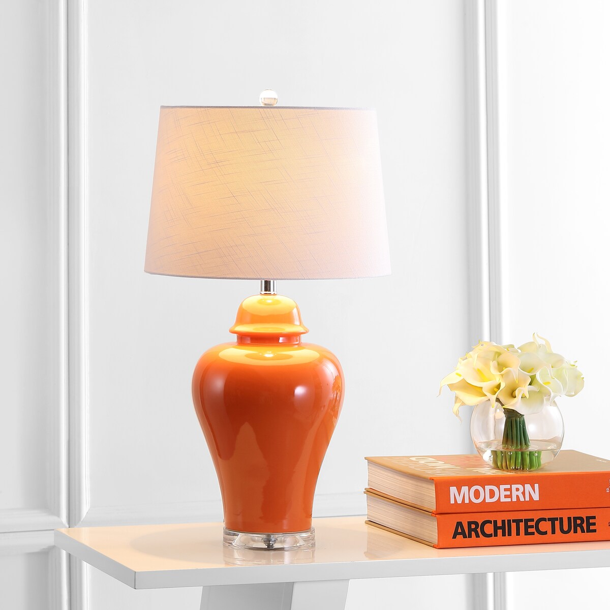 Bowen 27" Ceramic Urn LED Table Lamp, Grey (Set of 2) by JONATHAN Y