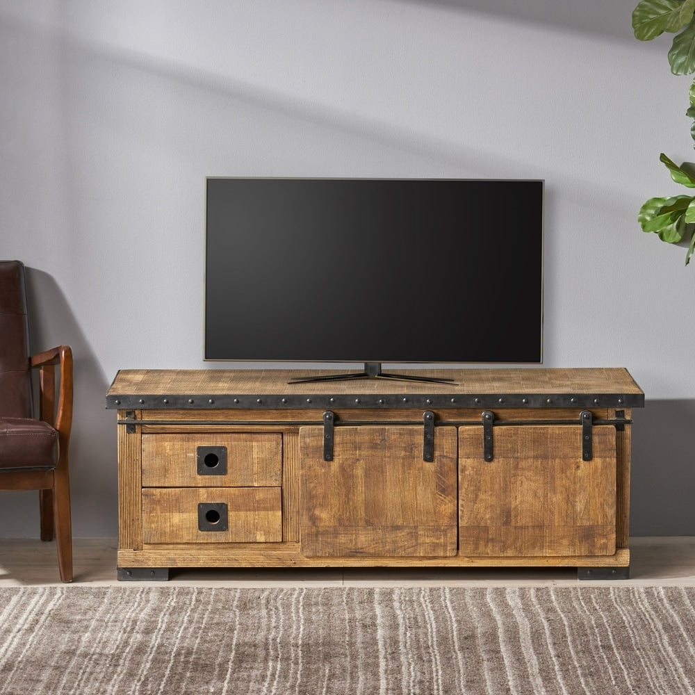 Bowery Modern Industrial Mango Wood TV Stand by Christopher Knight Home