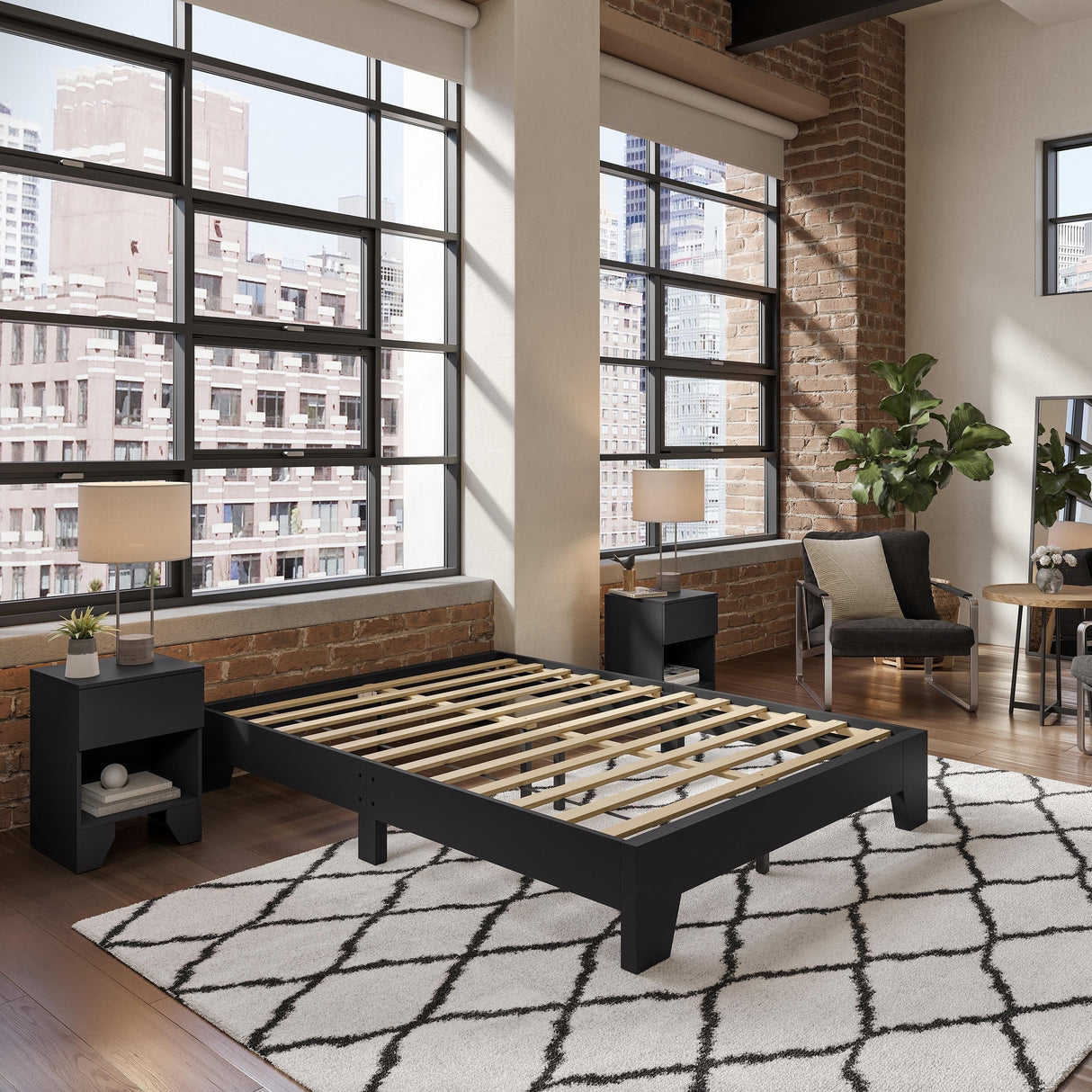 Boyd Sleep Lugano Wood Platform Bed Frame, Modern No Headboard Design, Easy Assembly