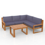 Clihome 3-Piece Acacia Wood Patio Sectional Set