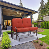 Clihome Double Sofa Patio Steel Frame Chair Set with Cushion