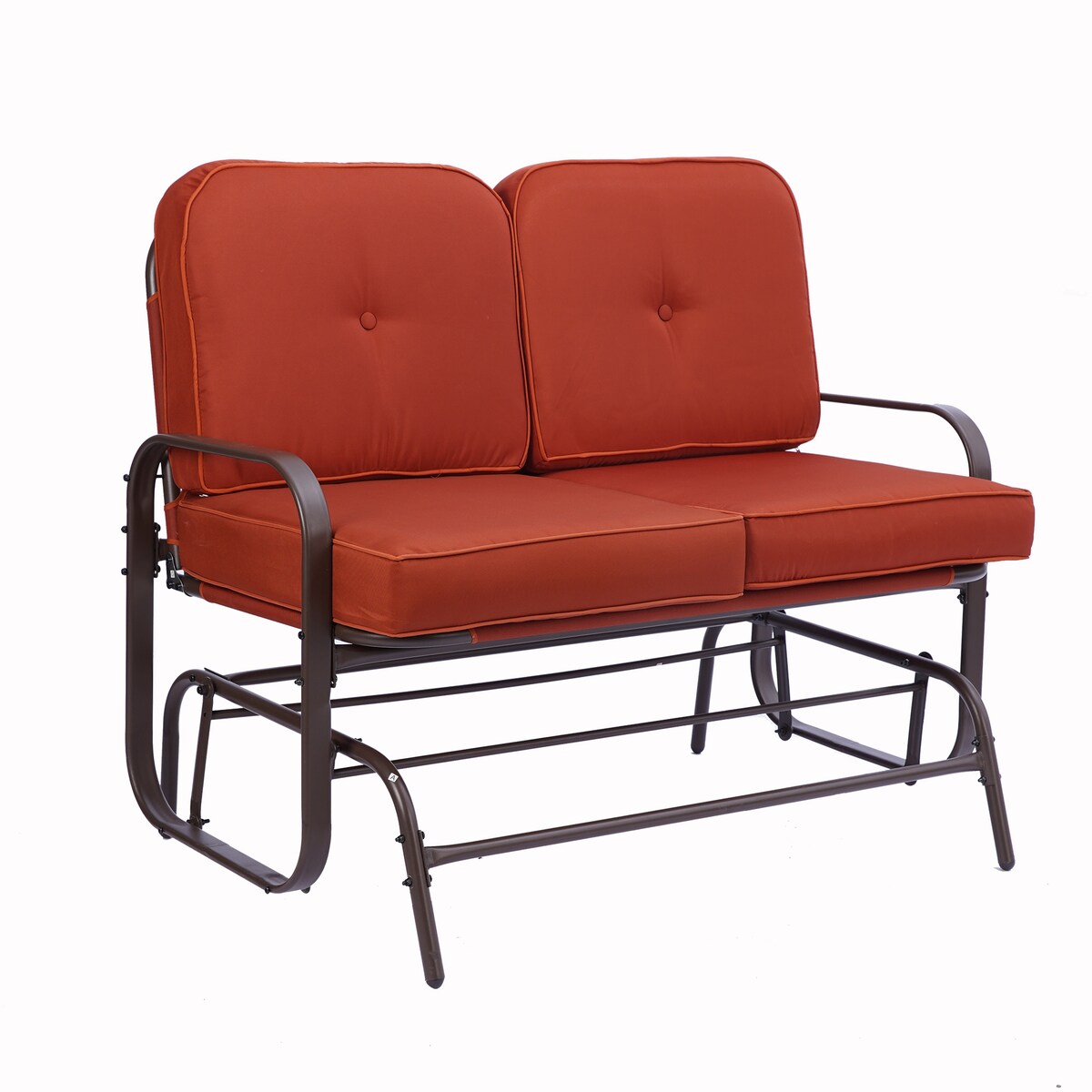 Clihome Double Sofa Patio Steel Frame Chair Set with Cushion