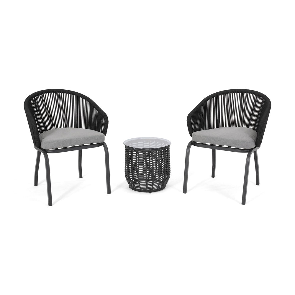 Boynton Outdoor Modern 2 Seater Chat Set by Christopher Knight Home