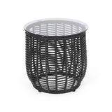Boynton Outdoor Wicker Side Table with Tempered Glass Top by Christopher Knight Home - 15.50" W x 15.50" L x 15.50" H