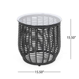 Boynton Outdoor Wicker Side Table with Tempered Glass Top by Christopher Knight Home - 15.50" W x 15.50" L x 15.50" H