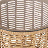Boynton Outdoor Wicker Side Table with Tempered Glass Top by Christopher Knight Home - 15.50" W x 15.50" L x 15.50" H