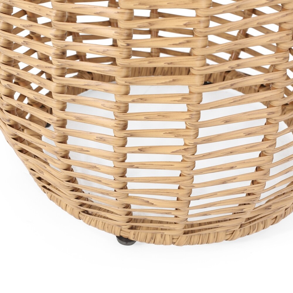 Boynton Outdoor Wicker Side Table with Tempered Glass Top by Christopher Knight Home - 15.50" W x 15.50" L x 15.50" H