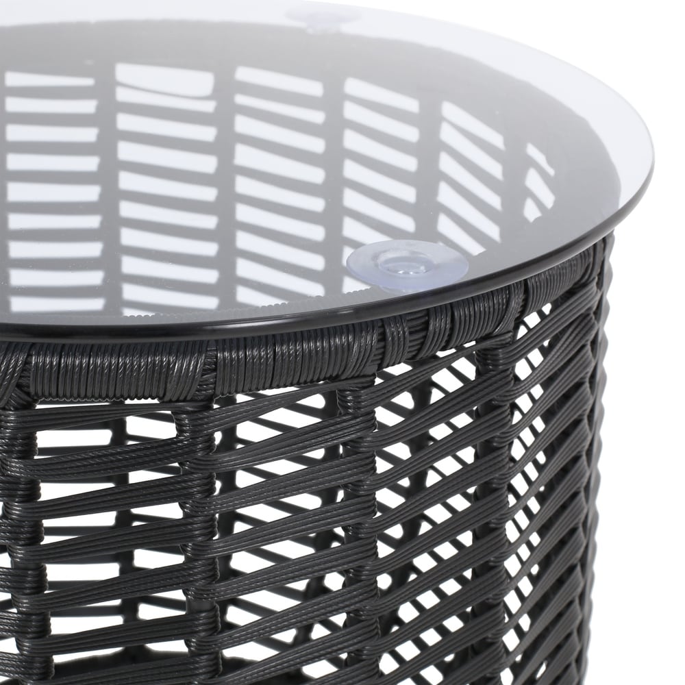 Boynton Outdoor Wicker Side Table with Tempered Glass Top by Christopher Knight Home - 15.50" W x 15.50" L x 15.50" H