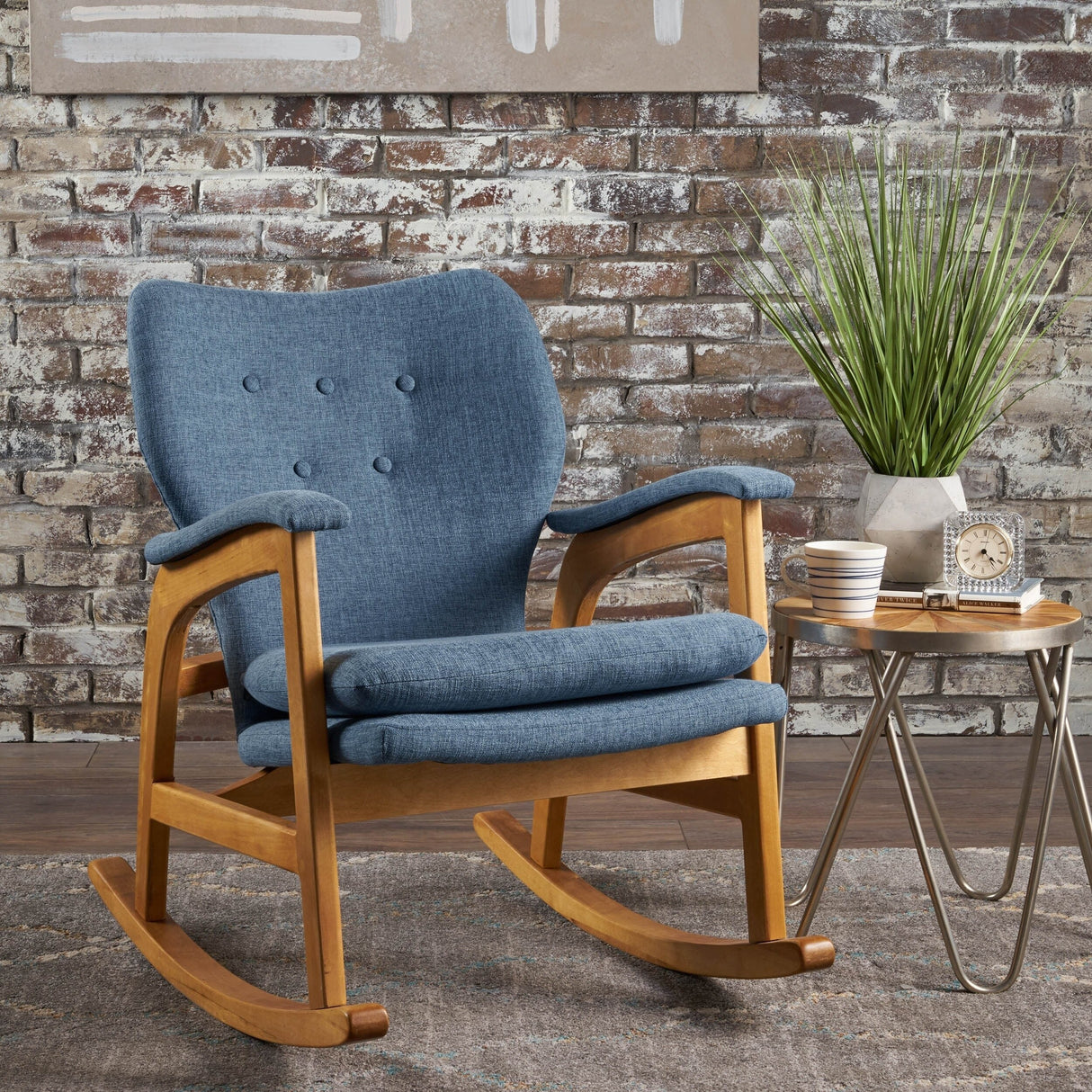 Braant Mid Century Fabric Rocking Chair by Christopher Knight Home