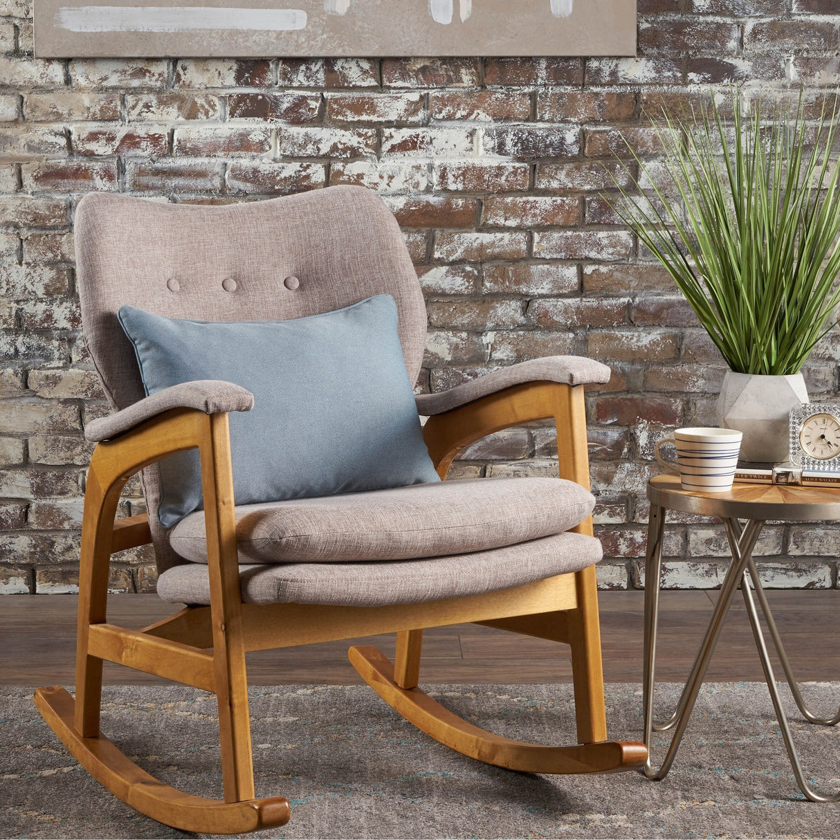 Braant Mid Century Fabric Rocking Chair by Christopher Knight Home