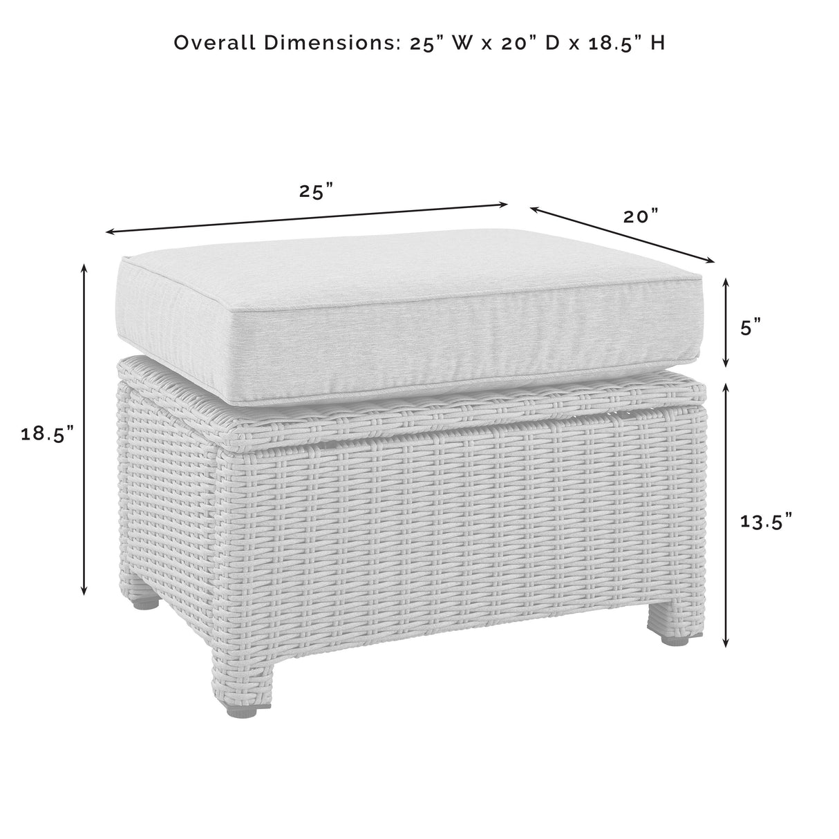 Crosley Bradenton 6Pc Outdoor Wicker Sofa Set W/Fire Table - 150.5 "W x 135 "D x 32.5 "H