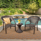 Bradford Outdoor 3-Piece Round Wicker Chat Set by Christopher Knight Home