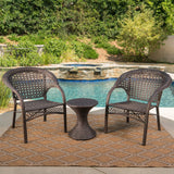 Bradford Outdoor 3-Piece Round Wicker Chat Set by Christopher Knight Home
