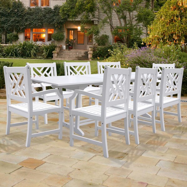 Bradley Rectangular Extension Table and Armchair Outdoor Wood Dining Set
