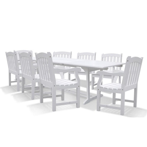 Bradley Rectangular Extension Table and Armchair Outdoor Wood Dining Set