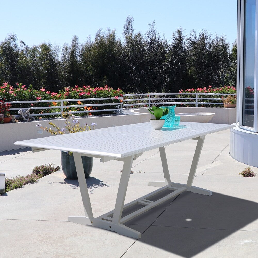 Bradley Rectangular Extension Table and Armchair Outdoor Wood Dining Set