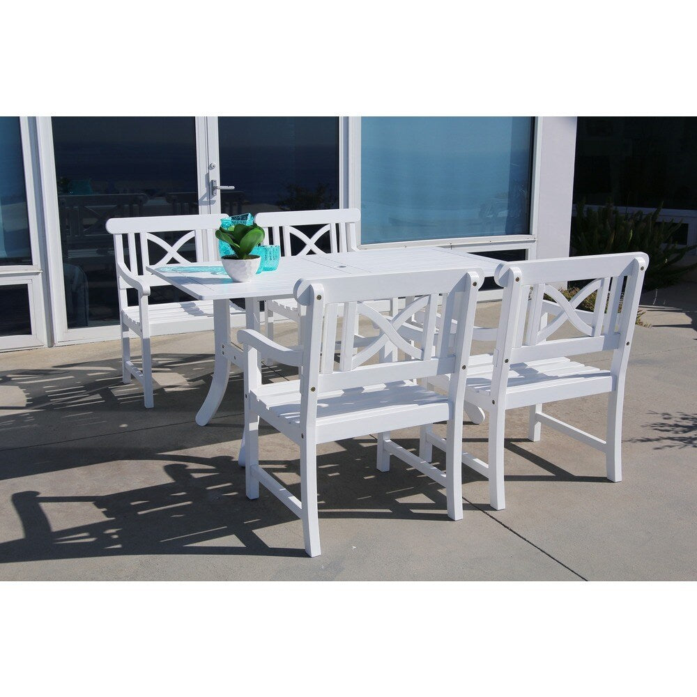 Bradley Rectangular Table and Arm Chair Outdoor Wood Dining Set