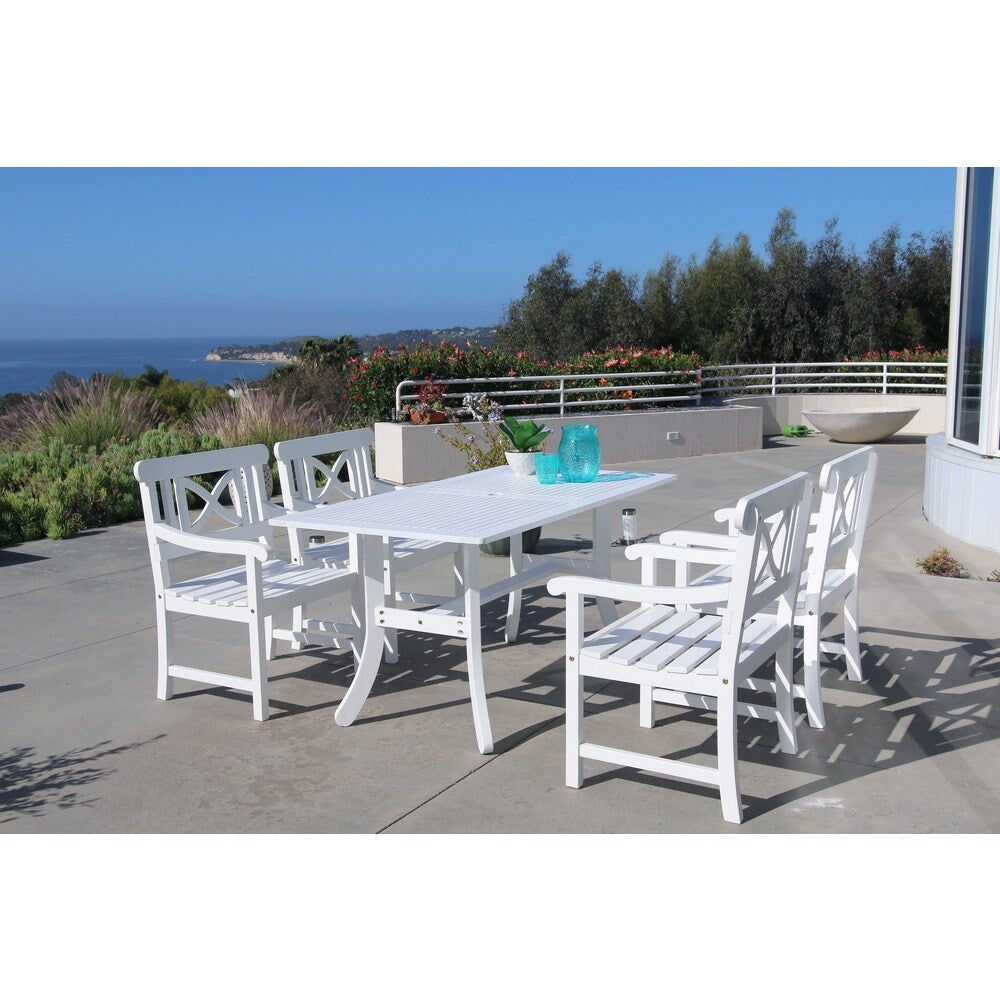 Bradley Rectangular Table and Arm Chair Outdoor Wood Dining Set