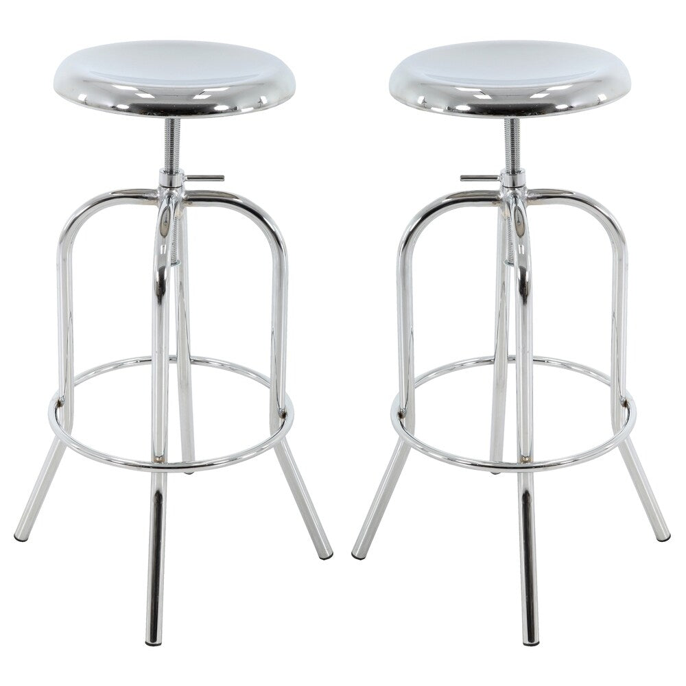 Brage Living Adjustable Metal Barstool Chrome (Set of 2)