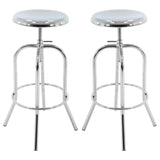 Brage Living Adjustable Metal Barstool Chrome (Set of 2)