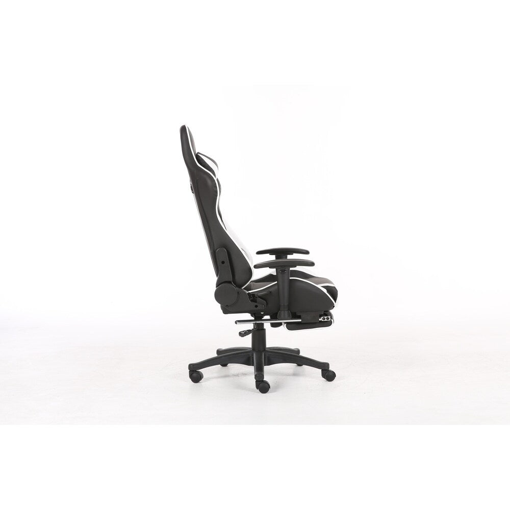 Brage Living PU Leather Racing Gaming Chair with Headrest Lumbar Support and Retractable Footrest