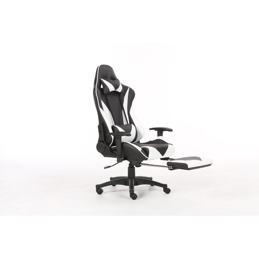 Brage Living PU Leather Racing Gaming Chair with Headrest Lumbar Support and Retractable Footrest