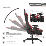 Brage Living PU Leather Racing Gaming Chair with Headrest Lumbar Support and Retractable Footrest
