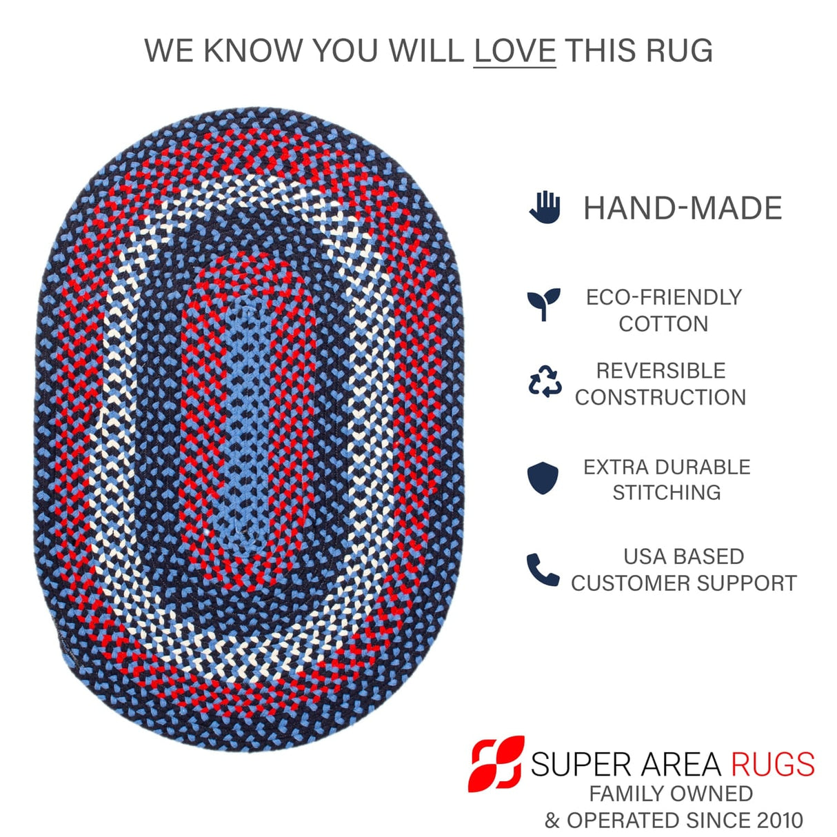 Braided Farmhouse Cotton Reversible Area Rug