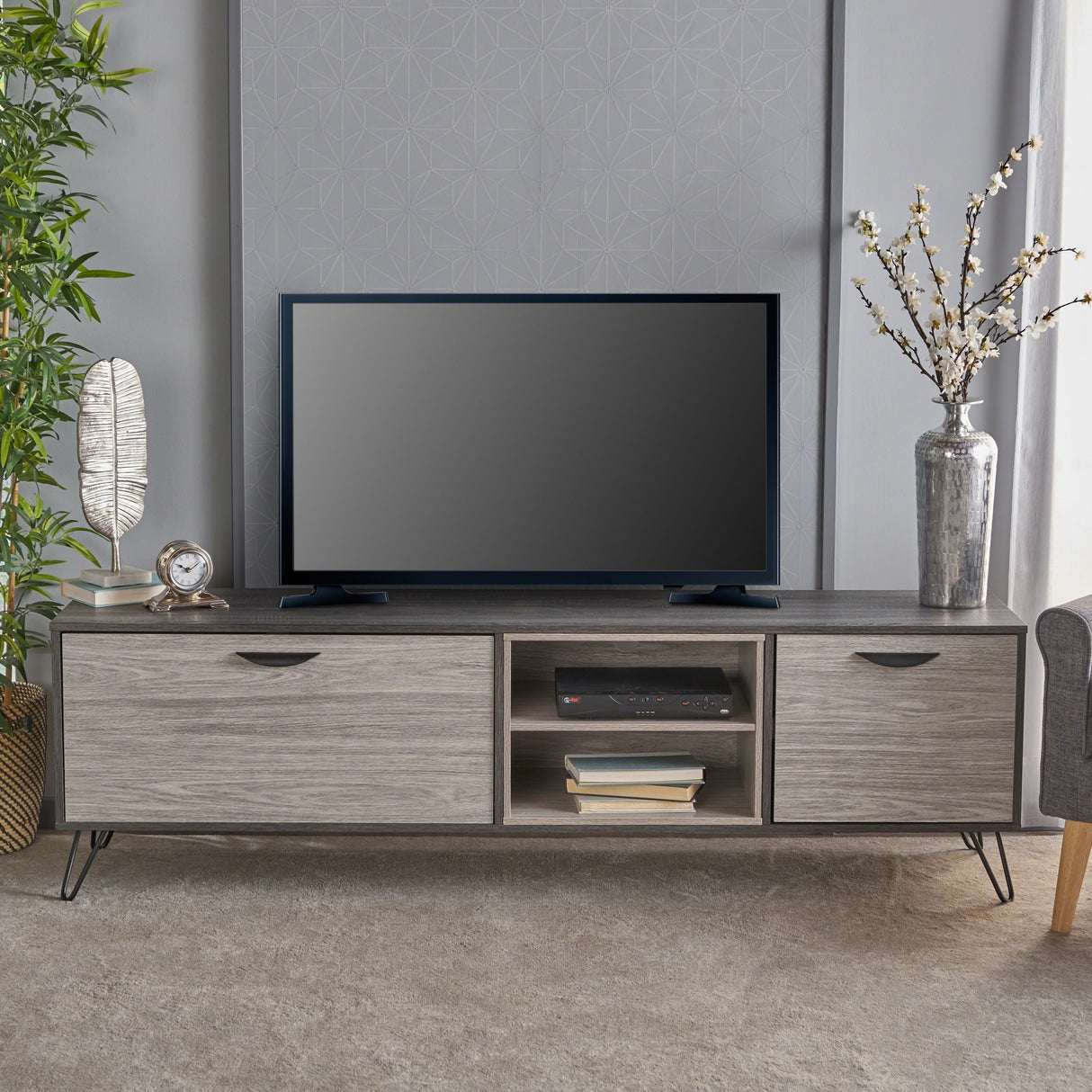 Bramhall Mid-century Modern Two-tone TV Stand by Christopher Knight Home