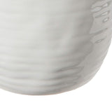Bran 12 Inch Round Ceramic Vase with Ribbed Design, White
