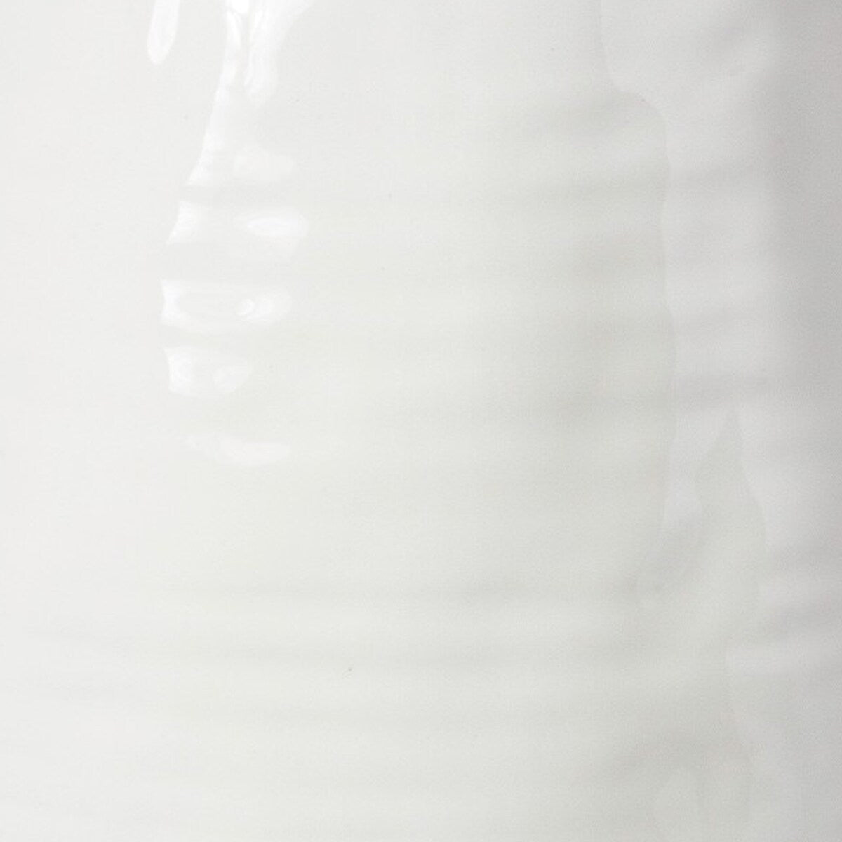 Bran 12 Inch Round Ceramic Vase with Ribbed Design, White