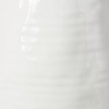 Bran 12 Inch Round Ceramic Vase with Ribbed Design, White