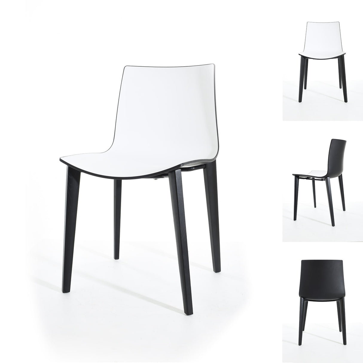 Branka Modern Two-Toned Polypropylene Dining Chairs with Wooden Legs (set of 2)