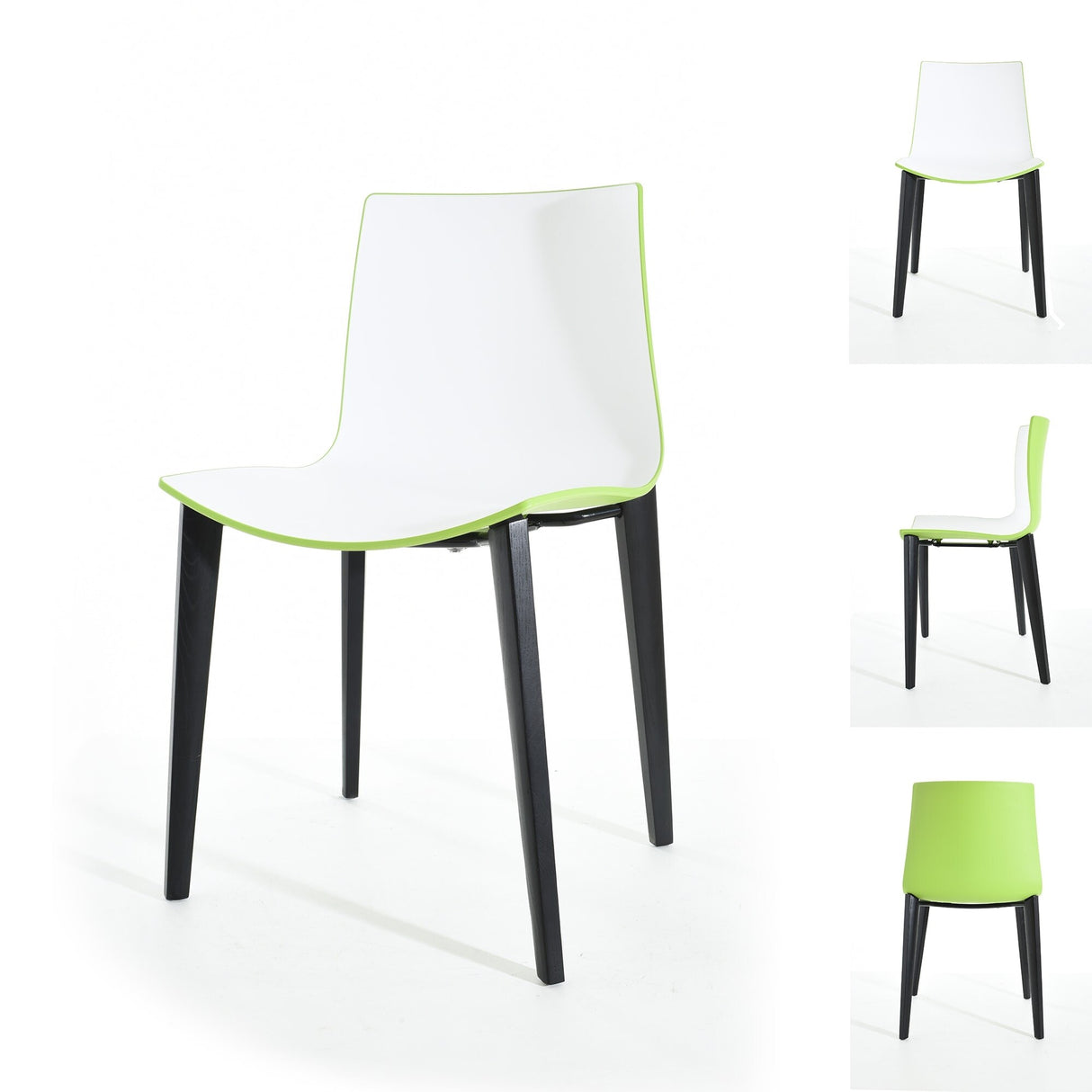 Branka Modern Two-Toned Polypropylene Dining Chairs with Wooden Legs (set of 2)