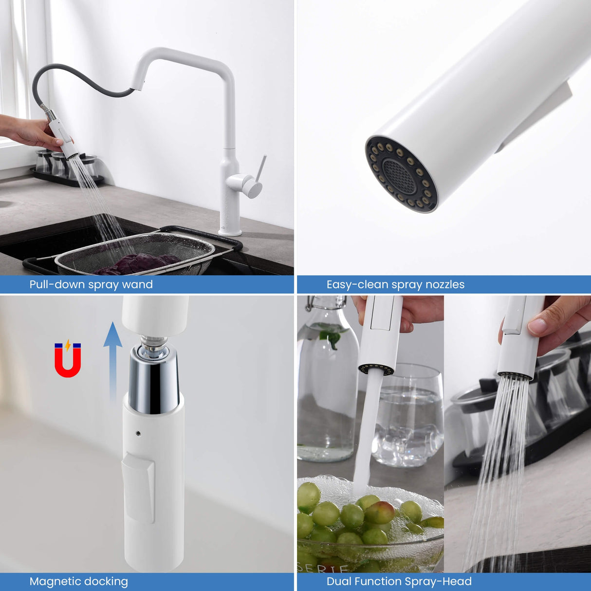 Brass High Arc Single Lever Kitchen Faucet with Pull Down Sprayer