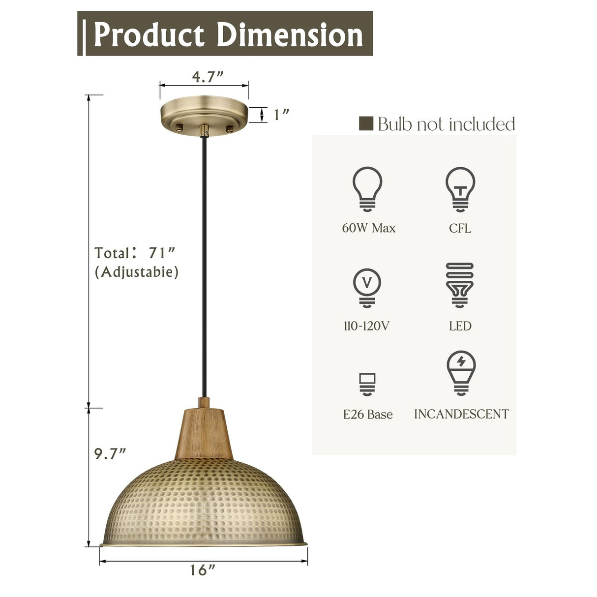 Brass Pendant Lighting for Kitchen Island, Ceiling Lighting