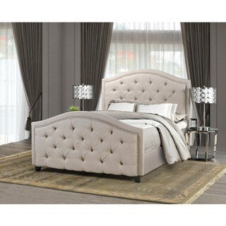 Brassex Beige Fabric Queen-size Bed