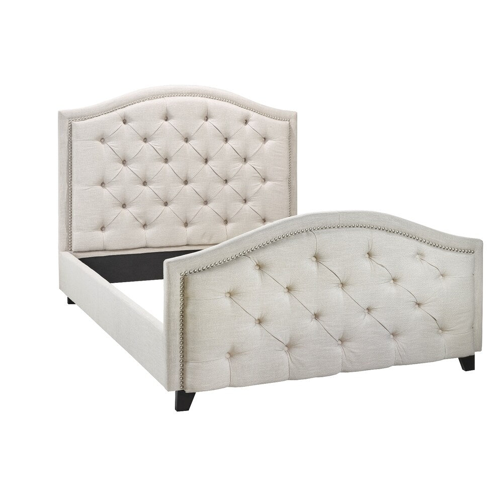 Brassex Beige Fabric Queen-size Bed
